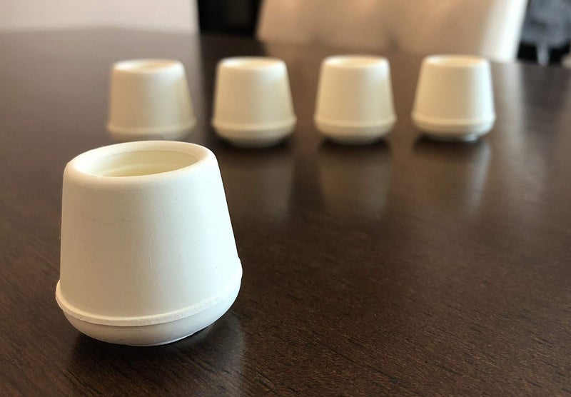 Shepherd 4 Pack Non-Slip Round Rubber Leg Tip Floor Protectors - 1" Inner Diameter for Chairs, Stools & Tables - Reduce Noise & Prevent Scratches â€“ White - Image 2